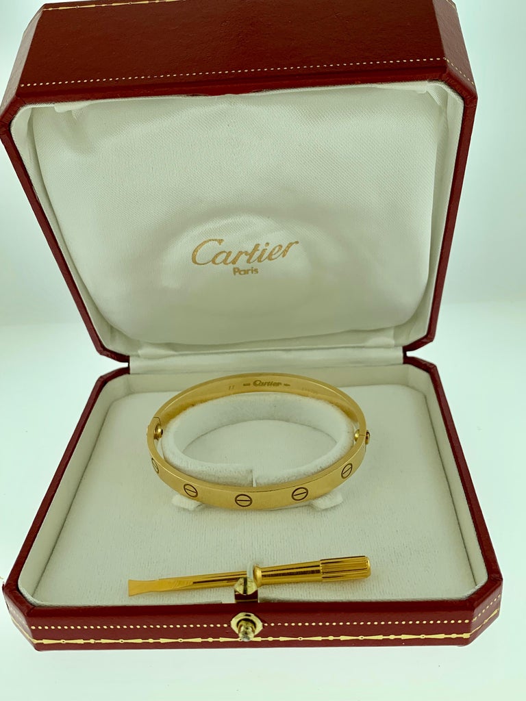 Cartier Love 18 Karat Yellow Gold Bangle Bracelet Authentic, E56680 at ...
