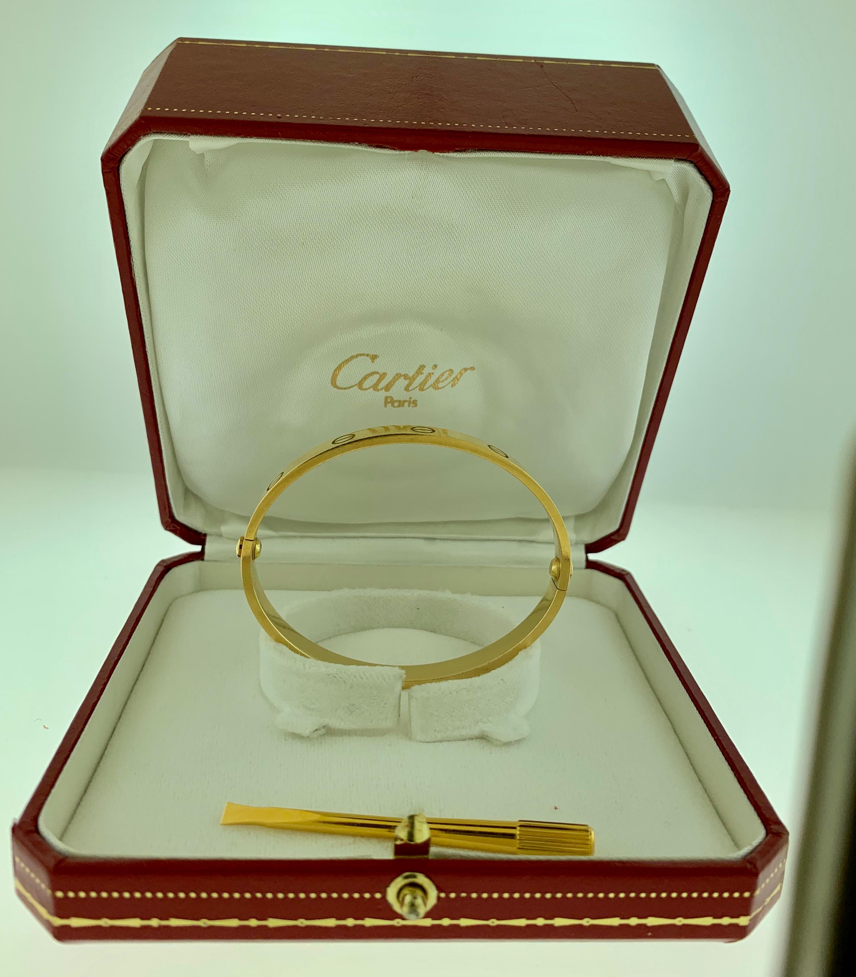 Cartier Love 18 Karat Yellow Gold Bangle Bracelet Authentic, E56680 2