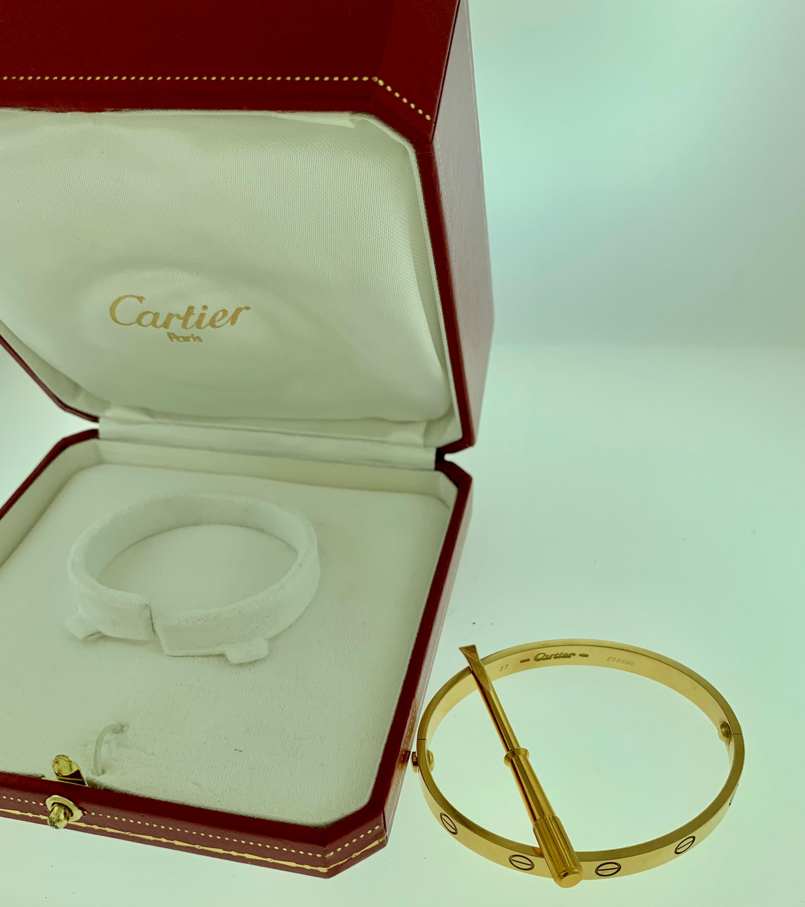 Cartier Love 18 Karat Yellow Gold Bangle Bracelet Authentic, E56680 4