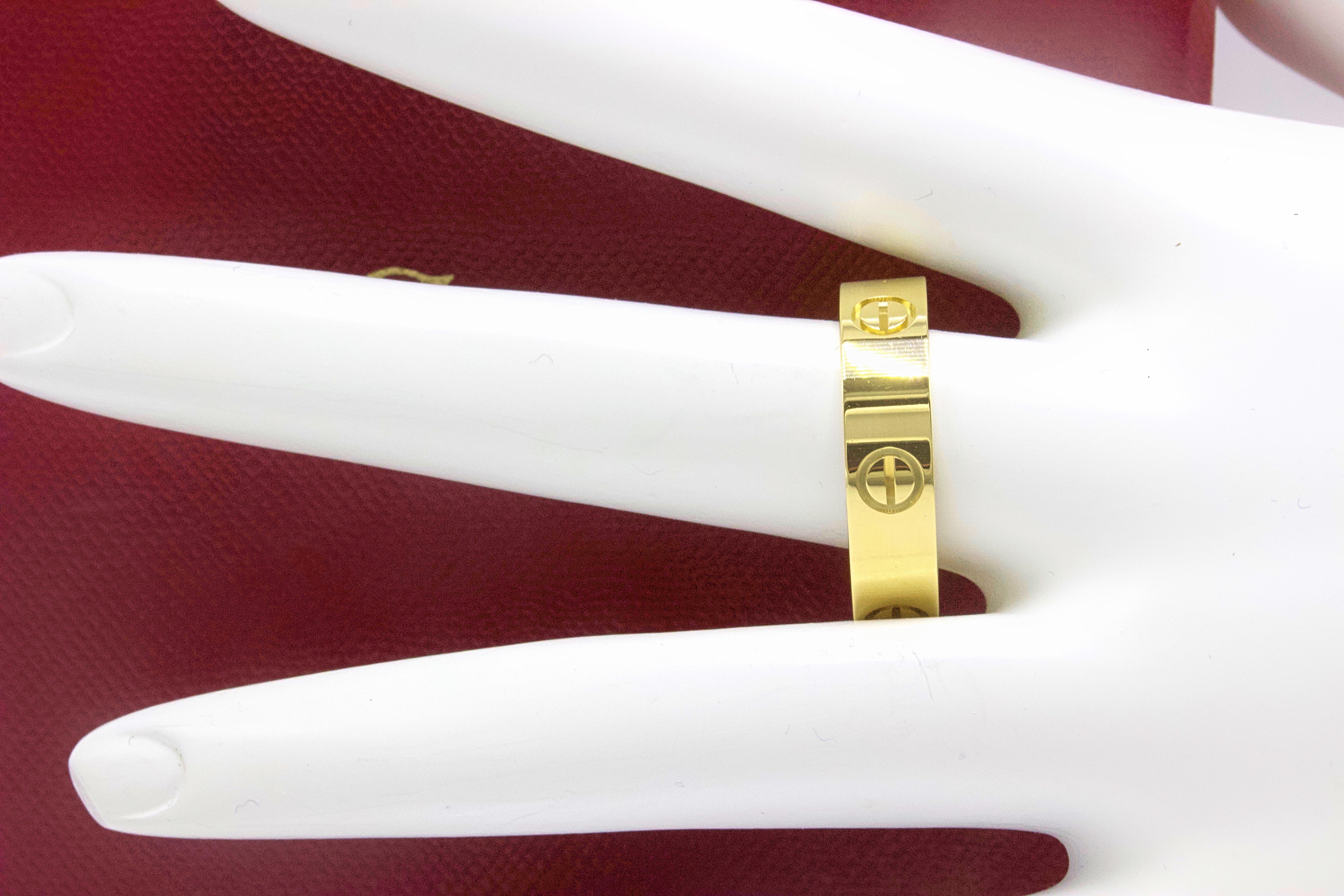 Cartier LOVE 18 Karat Yellow Gold Ring Full Set Coa Box Receipt 1