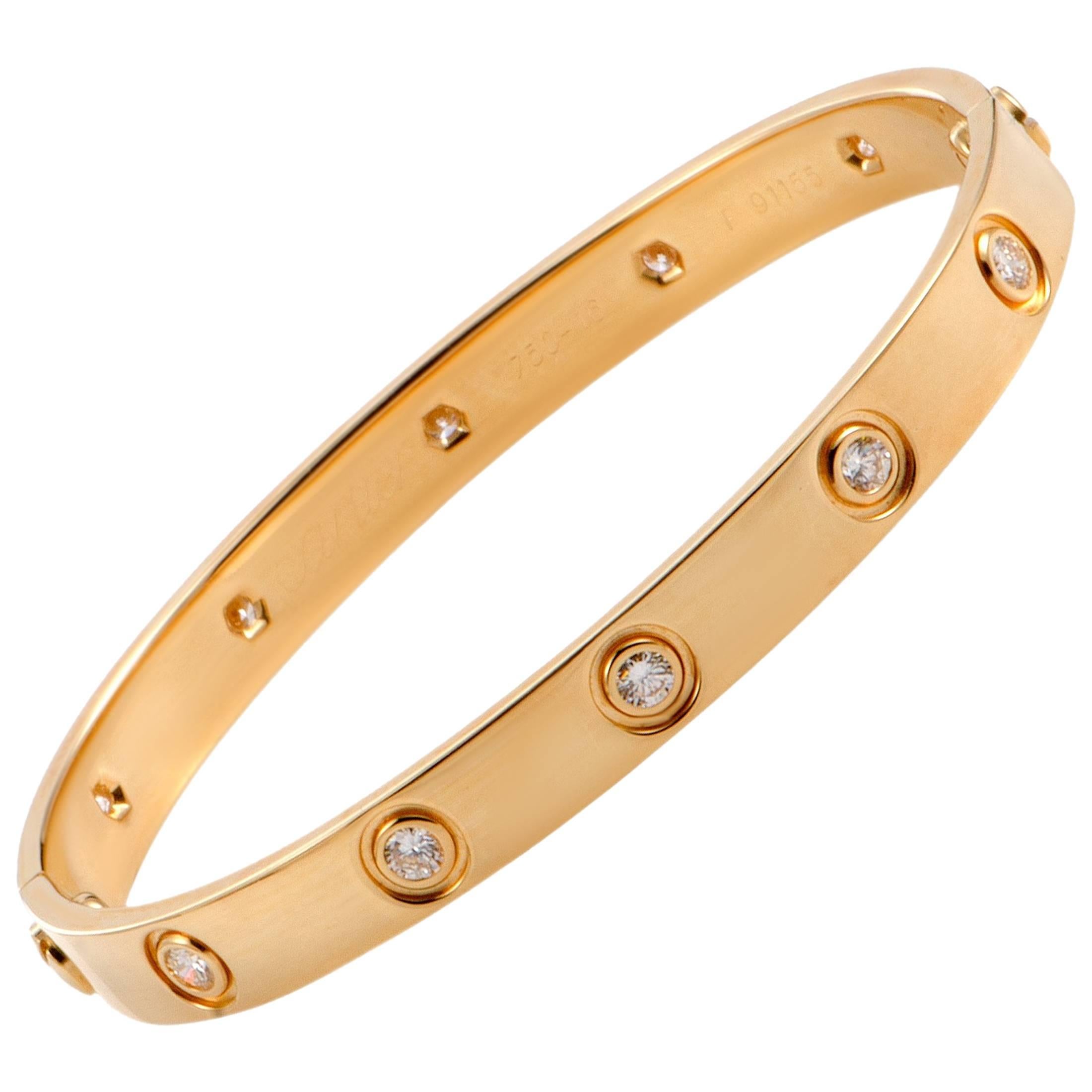 Cartier Love 18 Karat Yellow Gold Ten Diamond Bracelet