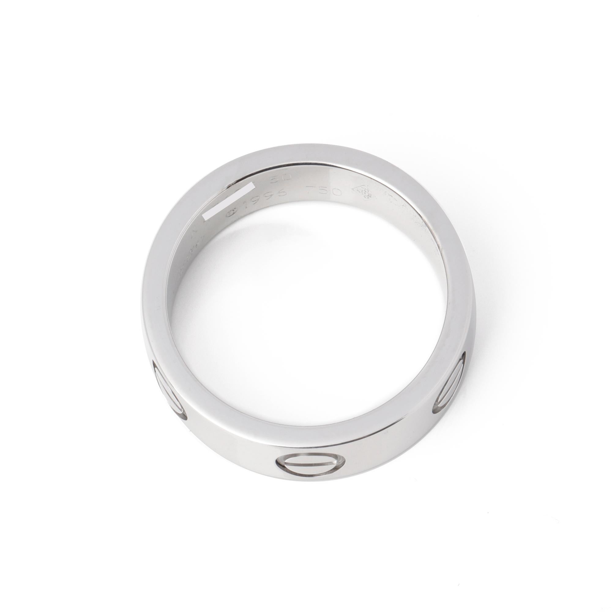 Contemporary Cartier Love 18ct White Gold Band Ring  For Sale