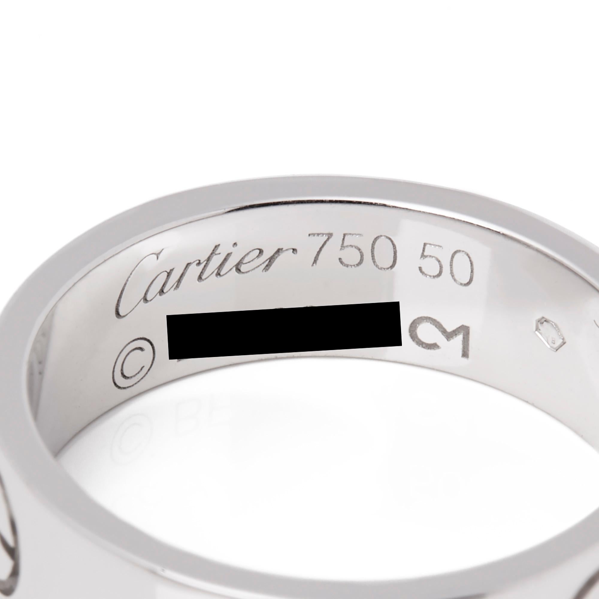 Women's or Men's Cartier Love 18 Carat White Gold Band Ring
