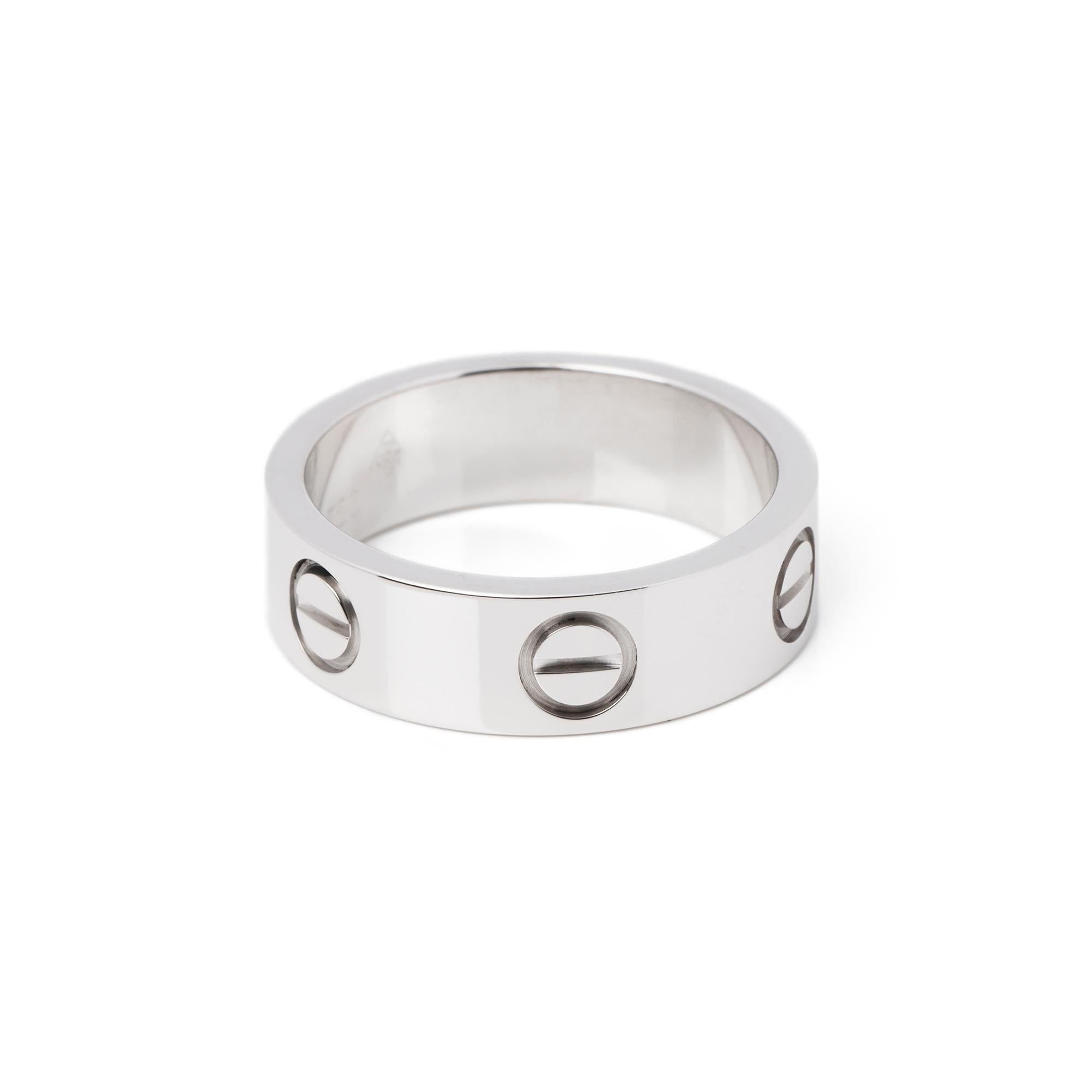 Contemporary Cartier Love 18ct White Gold Band Ring 
