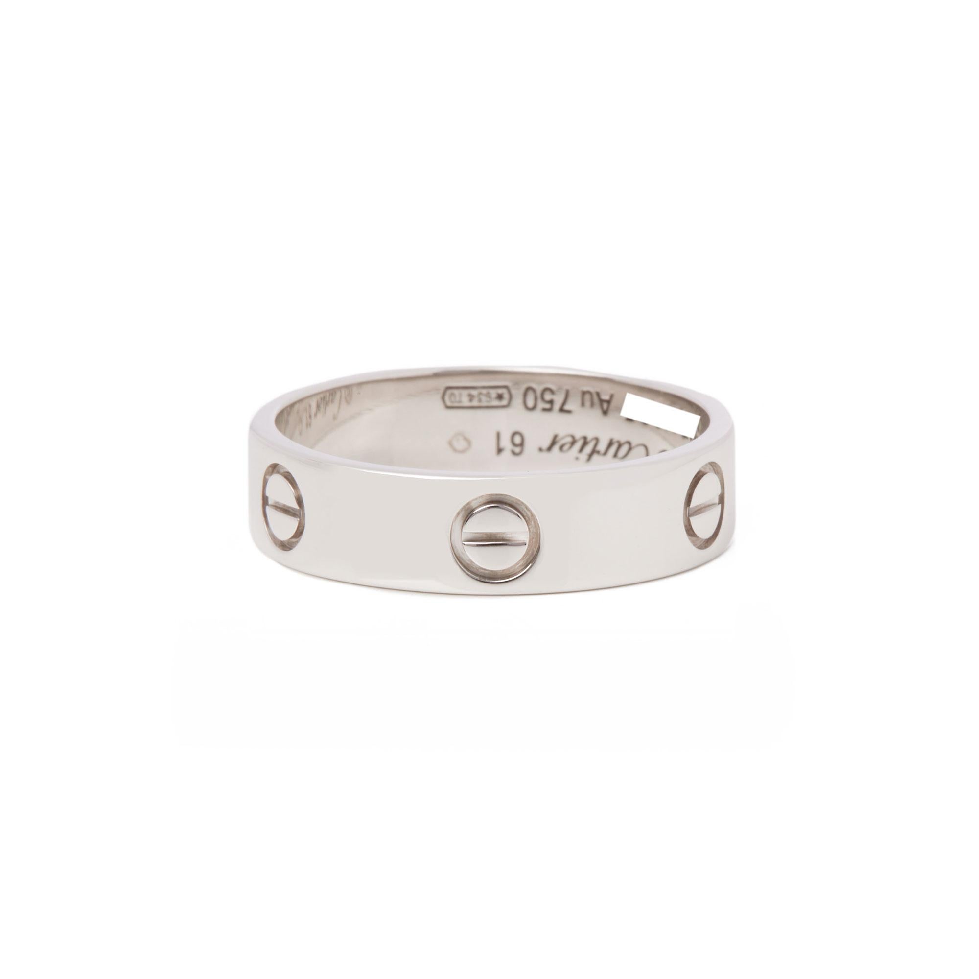 Cartier Love 18 Carat White Gold Band Ring 3