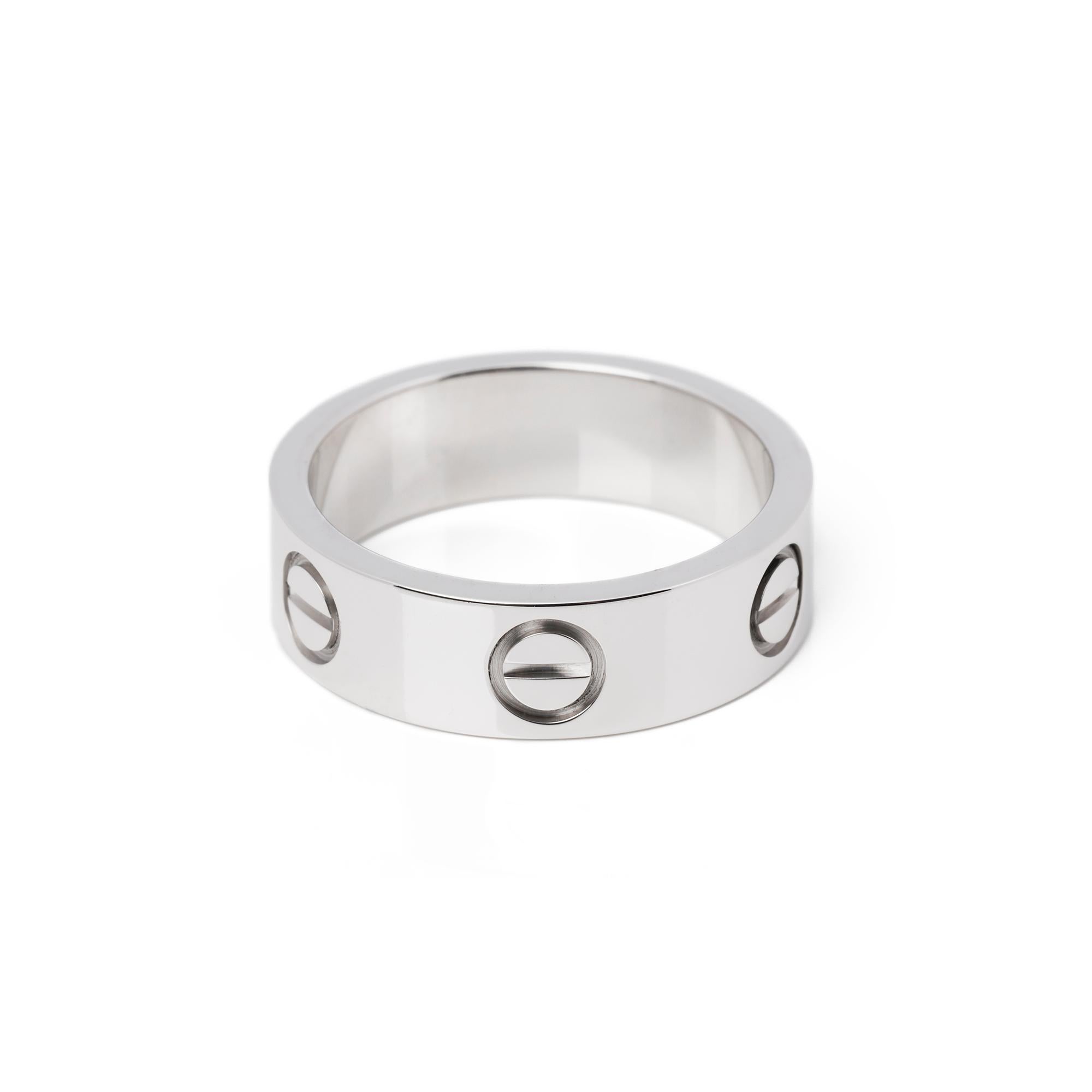 Cartier Love 18ct White Gold Band Ring  For Sale 2