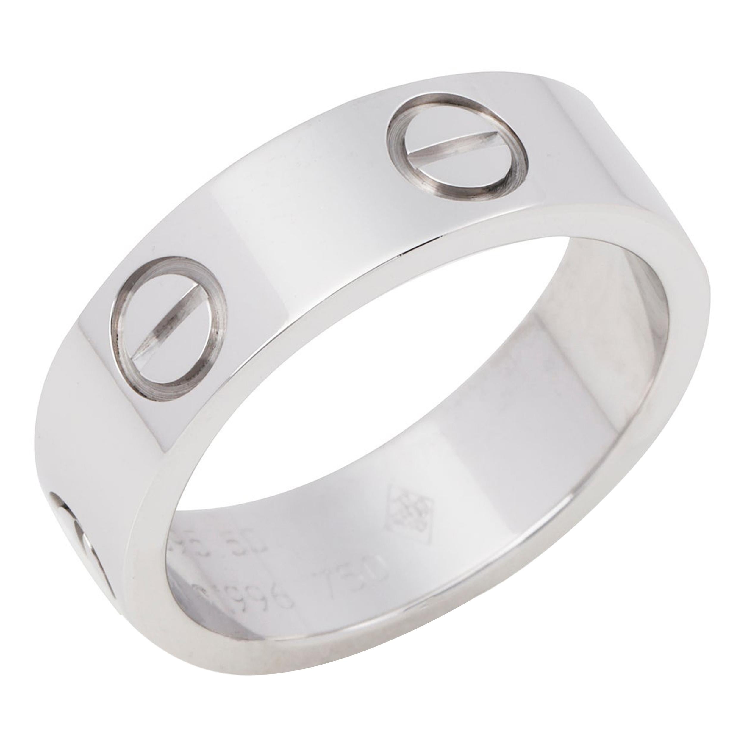 Cartier Love 18 Karat White Gold Unisex Band Ring at 1stDibs cartier