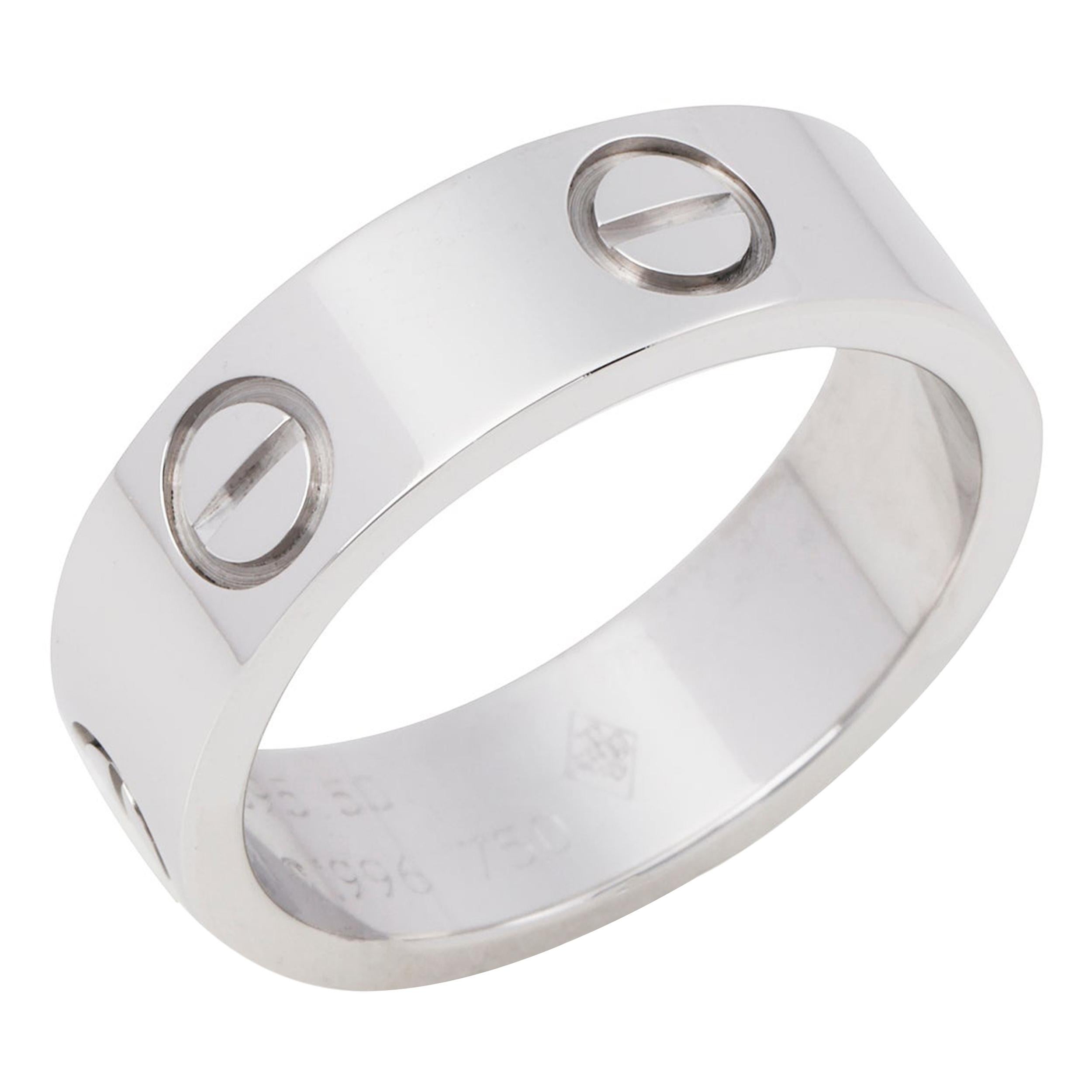 Cartier Love 18ct White Gold Band Ring  For Sale