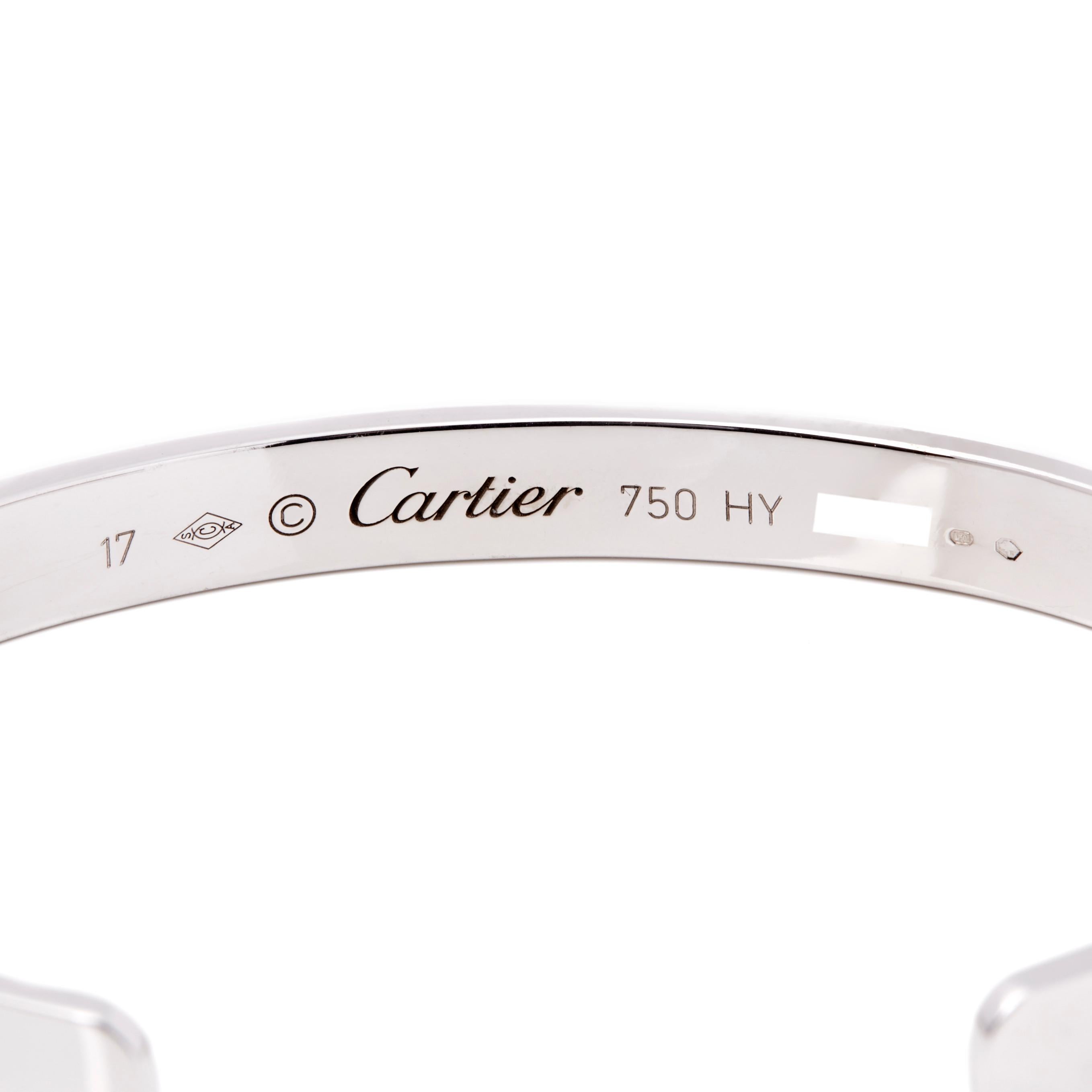 Contemporary Cartier Love 18 Carat White Gold Cuff Bangle