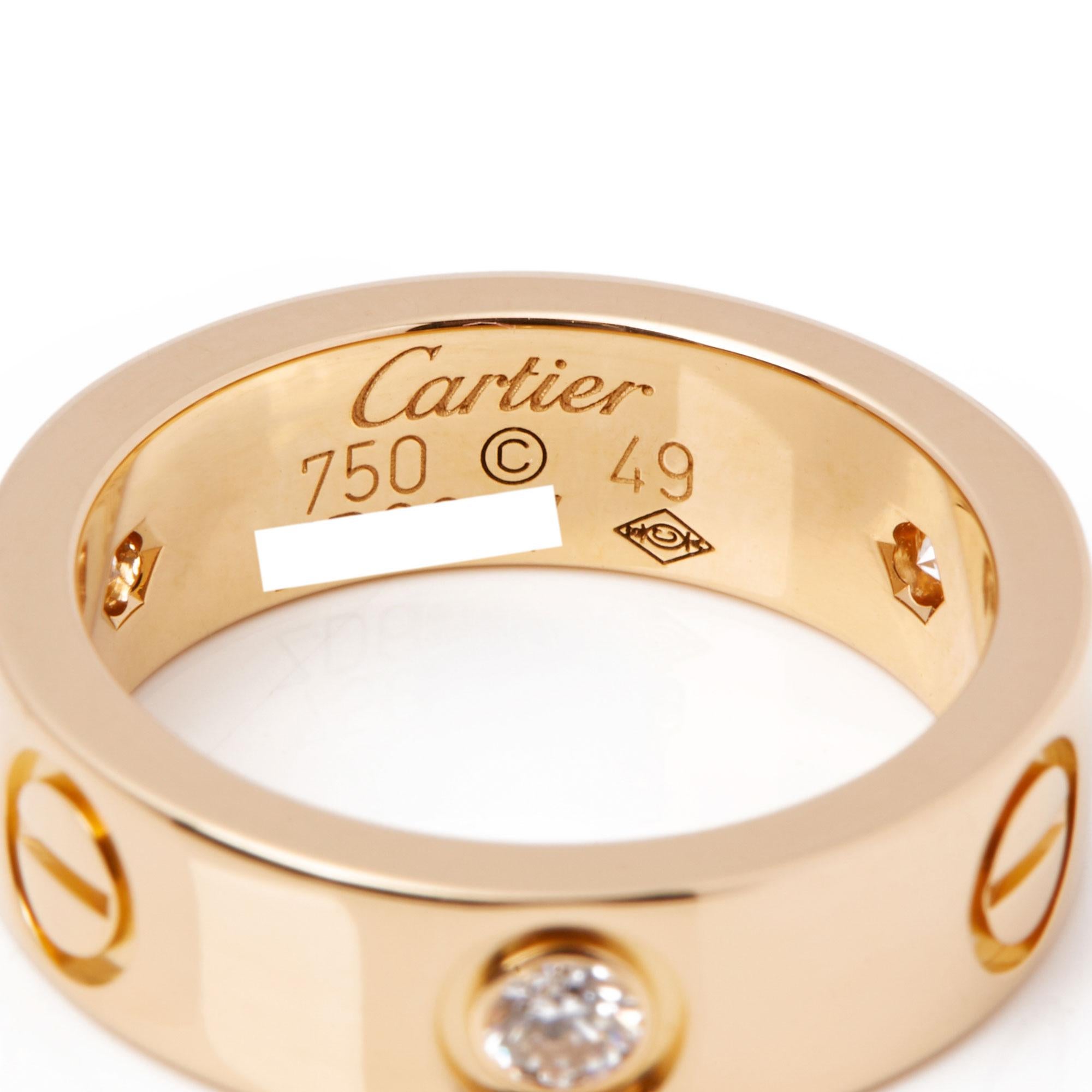 Contemporary Cartier Love 18 Carat Yellow Gold 3 Diamond Ring