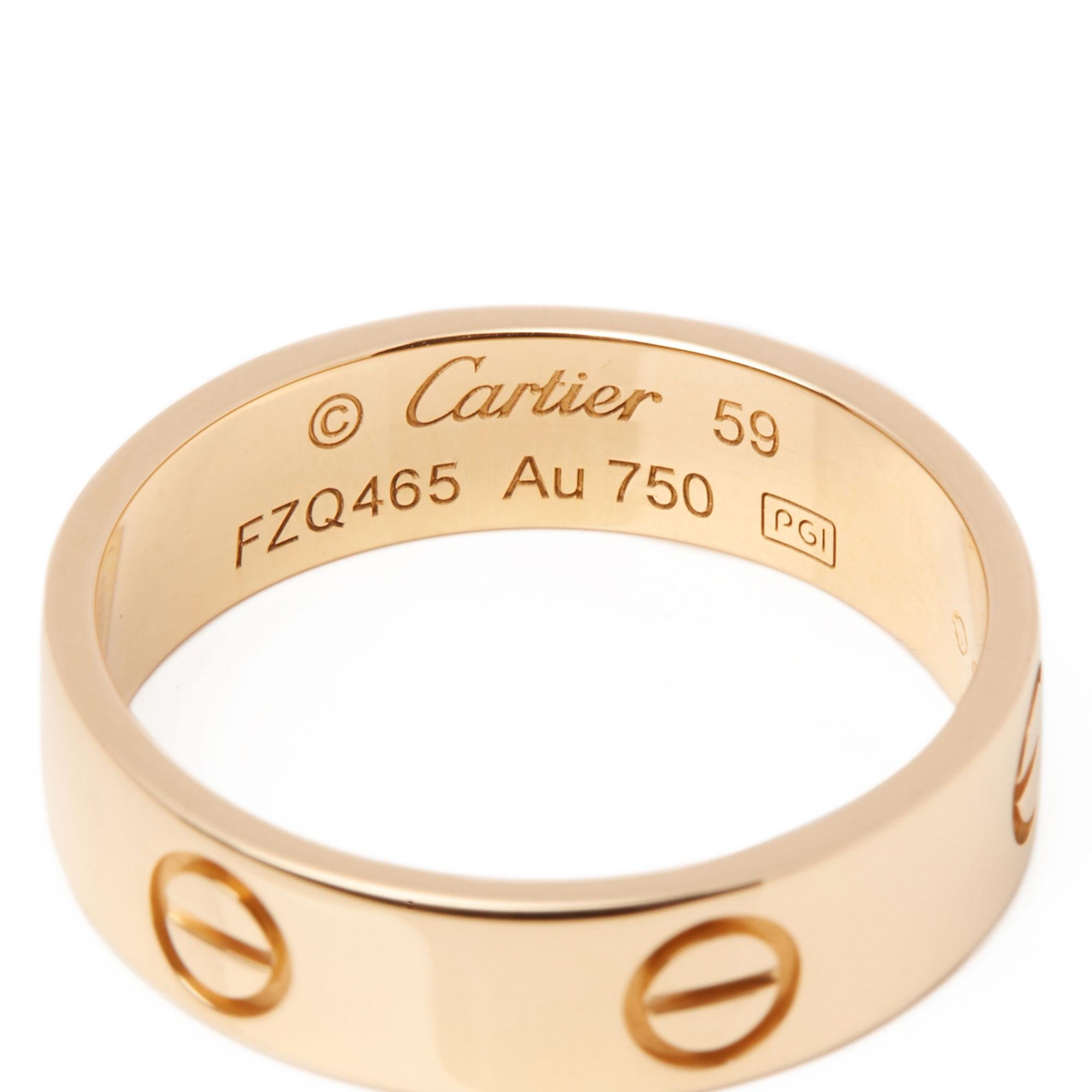 Women's or Men's Cartier Love 18 Carat Yellow Gold Band Ring