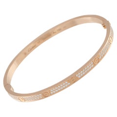 Cartier LOVE 18K Gold 0.95ct Diamond Pave Model Bracelet Size 17 CA05-120825