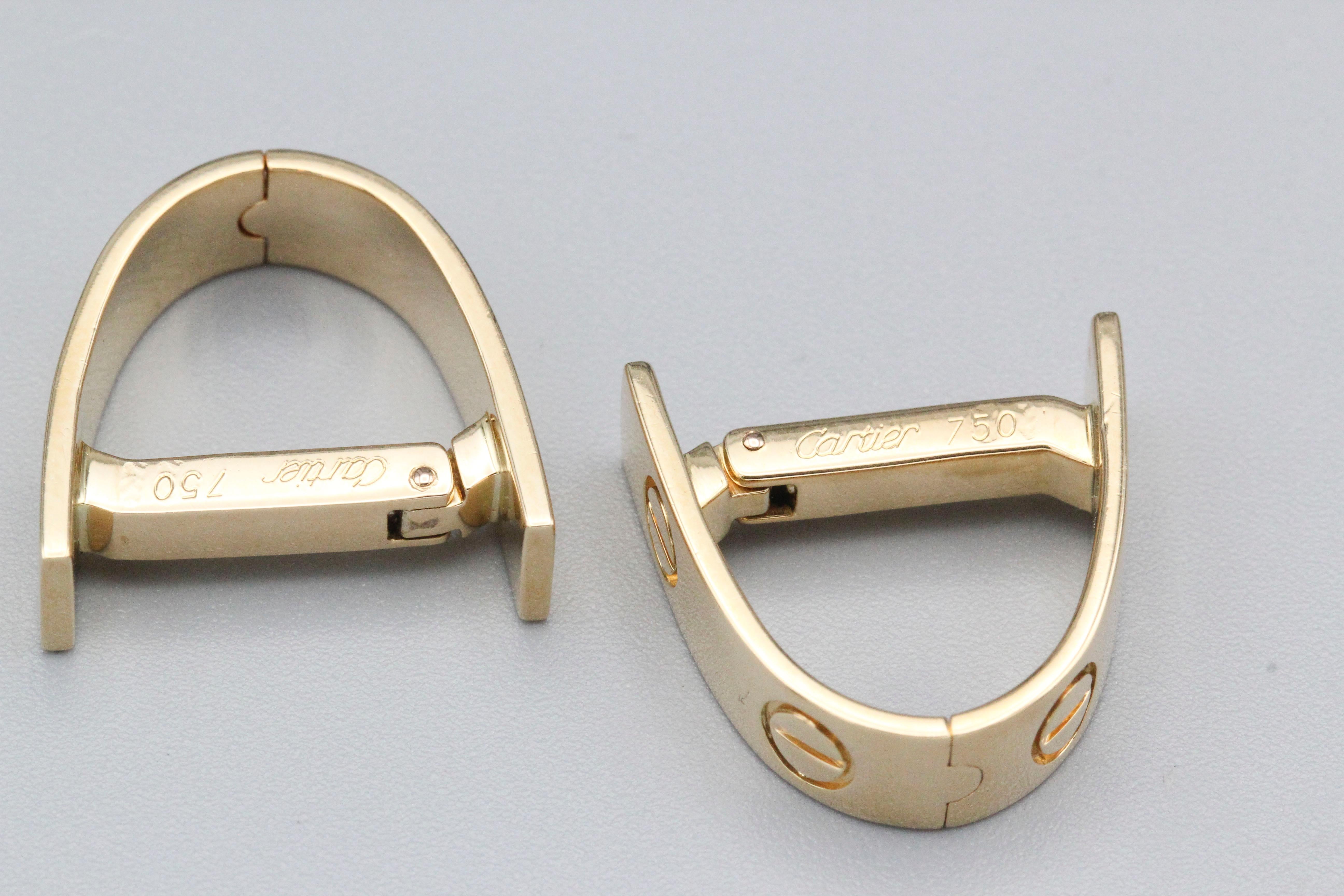 Cartier Love 18k Gold Cufflinks In Excellent Condition In New York, NY