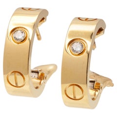 Cartier Love 18K Gold Diamond Hoop Earrings