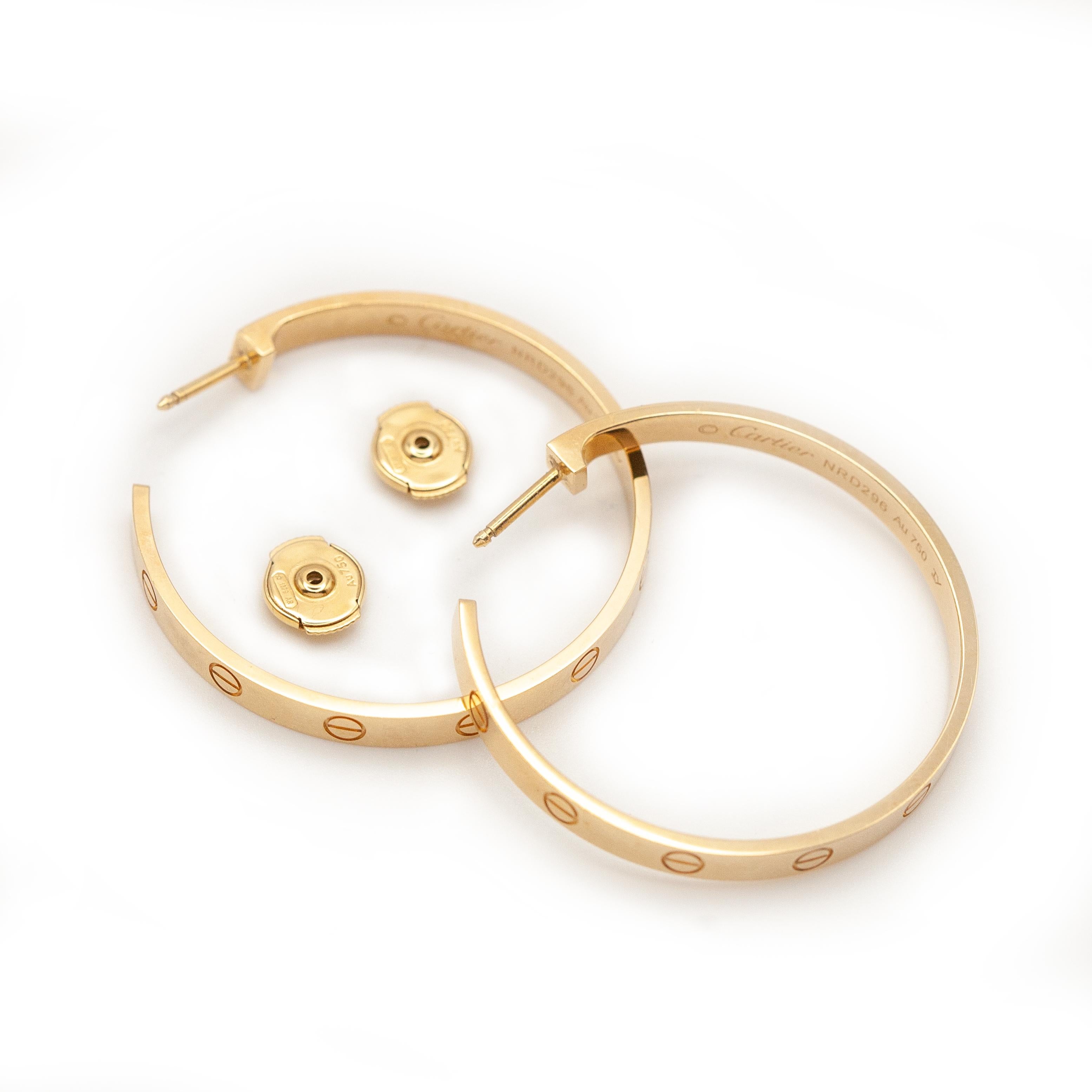 Boucles d'oreilles larges en or 18K Cartier Love en vente 4