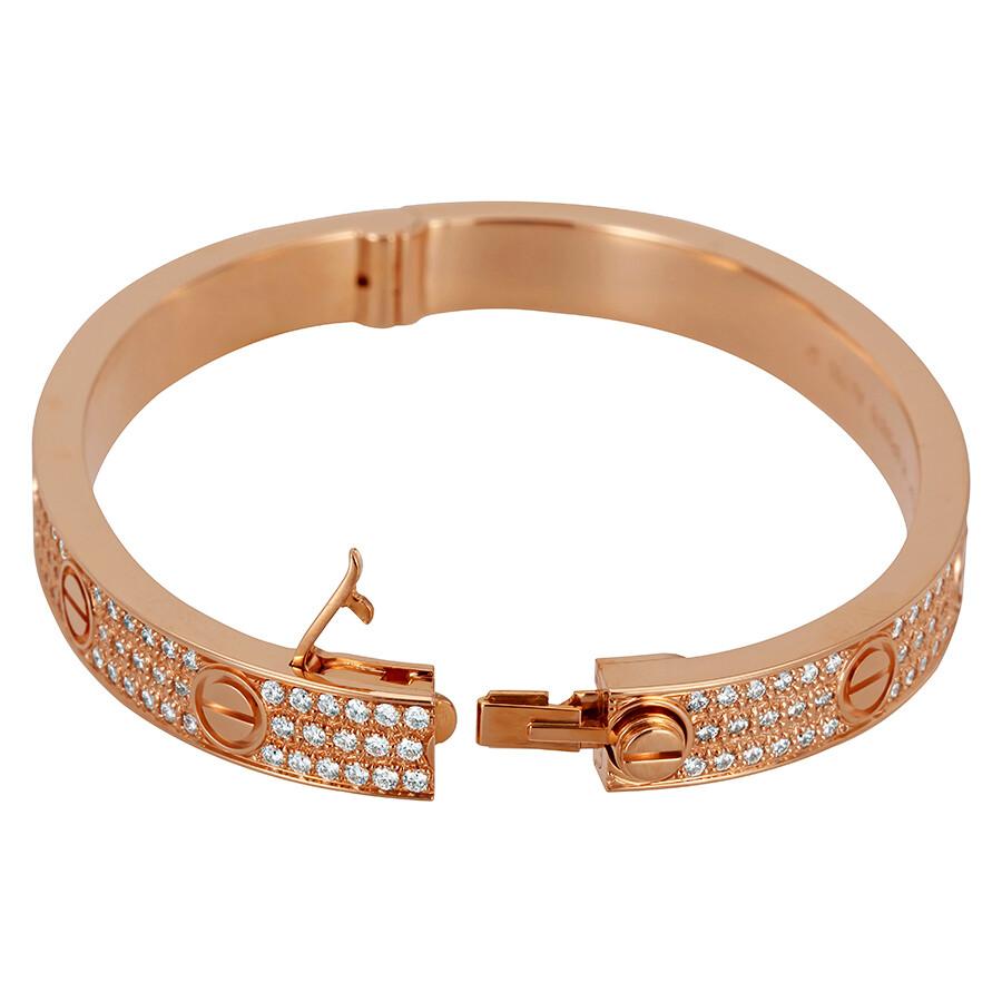 Modern Cartier Love 18K Pink Gold Diamond Pave N6036916 Bracelet For Sale