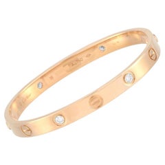 Used Cartier Love 18k Rose Gold 4 Diamond Bracelet
