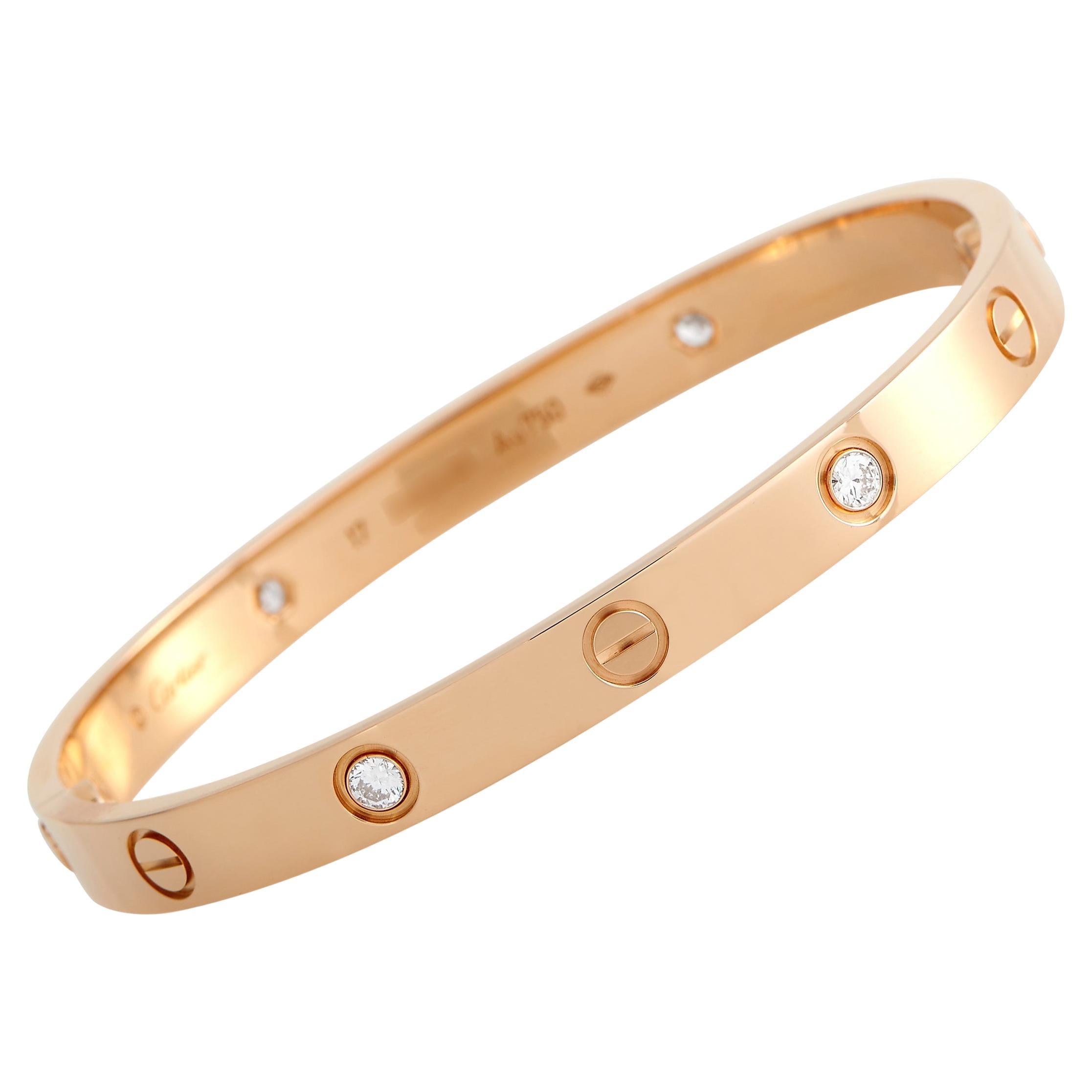 Cartier Limited Edition Rose Gold Diamond Love Bracelet at 1stDibs