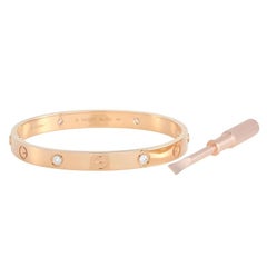 Cartier Love 18K Rose Gold 4 Diamond Bracelet with Screwdriver