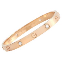 Cartier Love 18K Rose Gold 4 Diamond Bracelet with Screwdriver