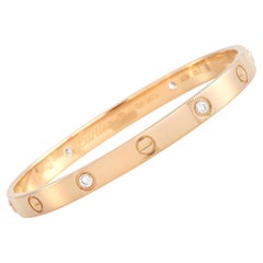 Cartier LOVE 18K Rose Gold 4 Diamond Bracelet with Screwdriver Size 18