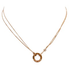 Cartier Love 18k Rose Gold and 2 Brilliant-Cut Diamonds Circle Charm Necklace