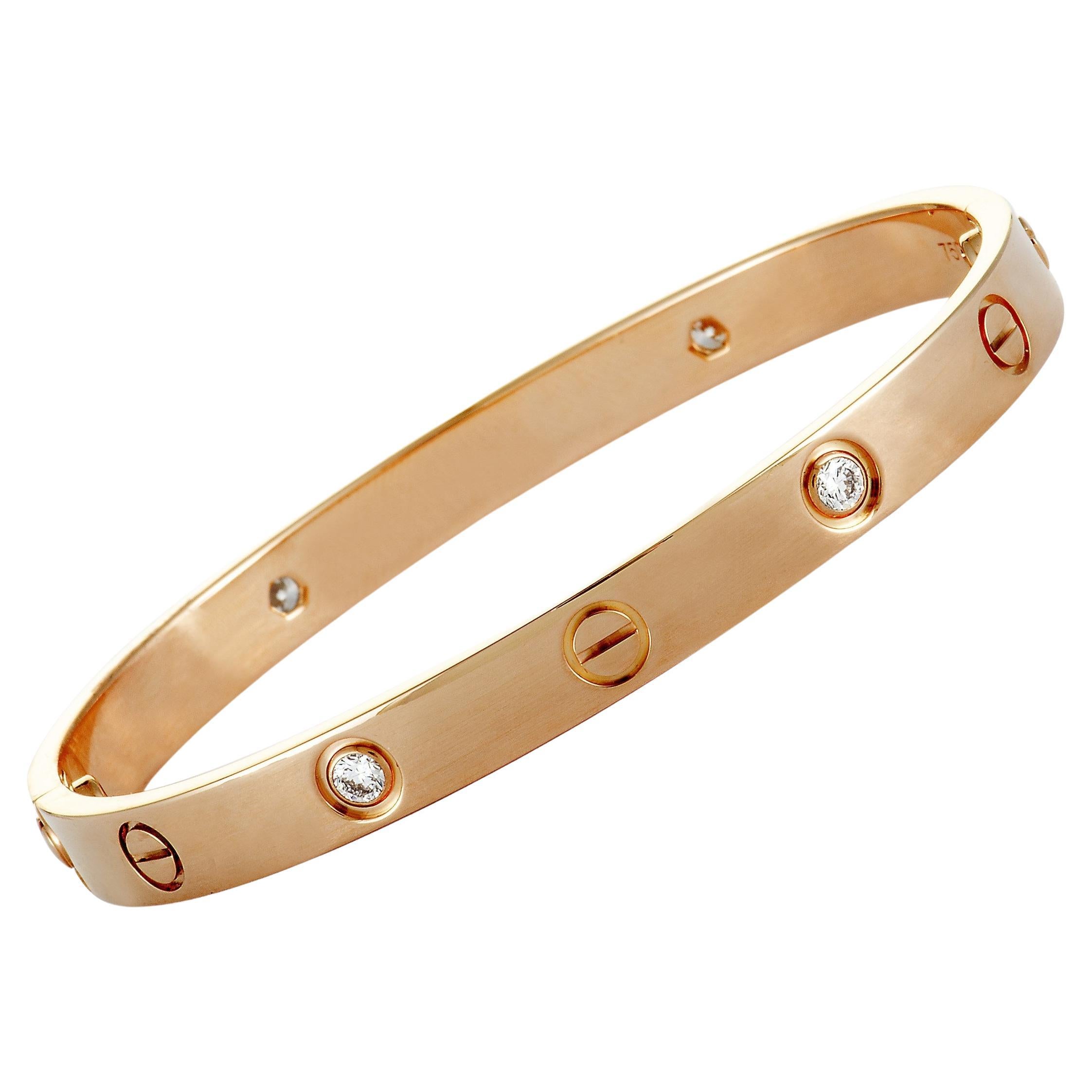 Cartier Love 18K Rose Gold and 4-Diamond Bracelet with Screwdriver