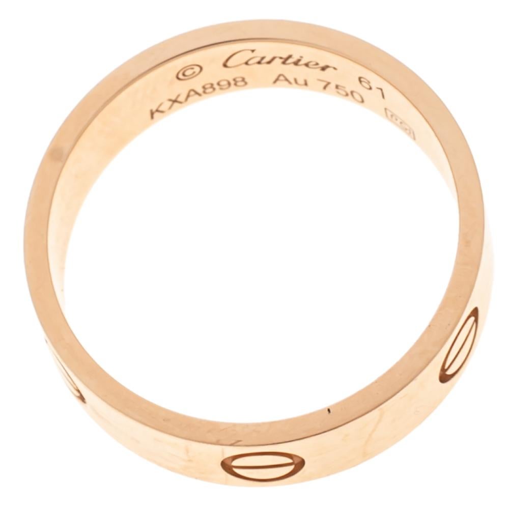 Contemporary Cartier Love 18K Rose Gold Band Ring 61