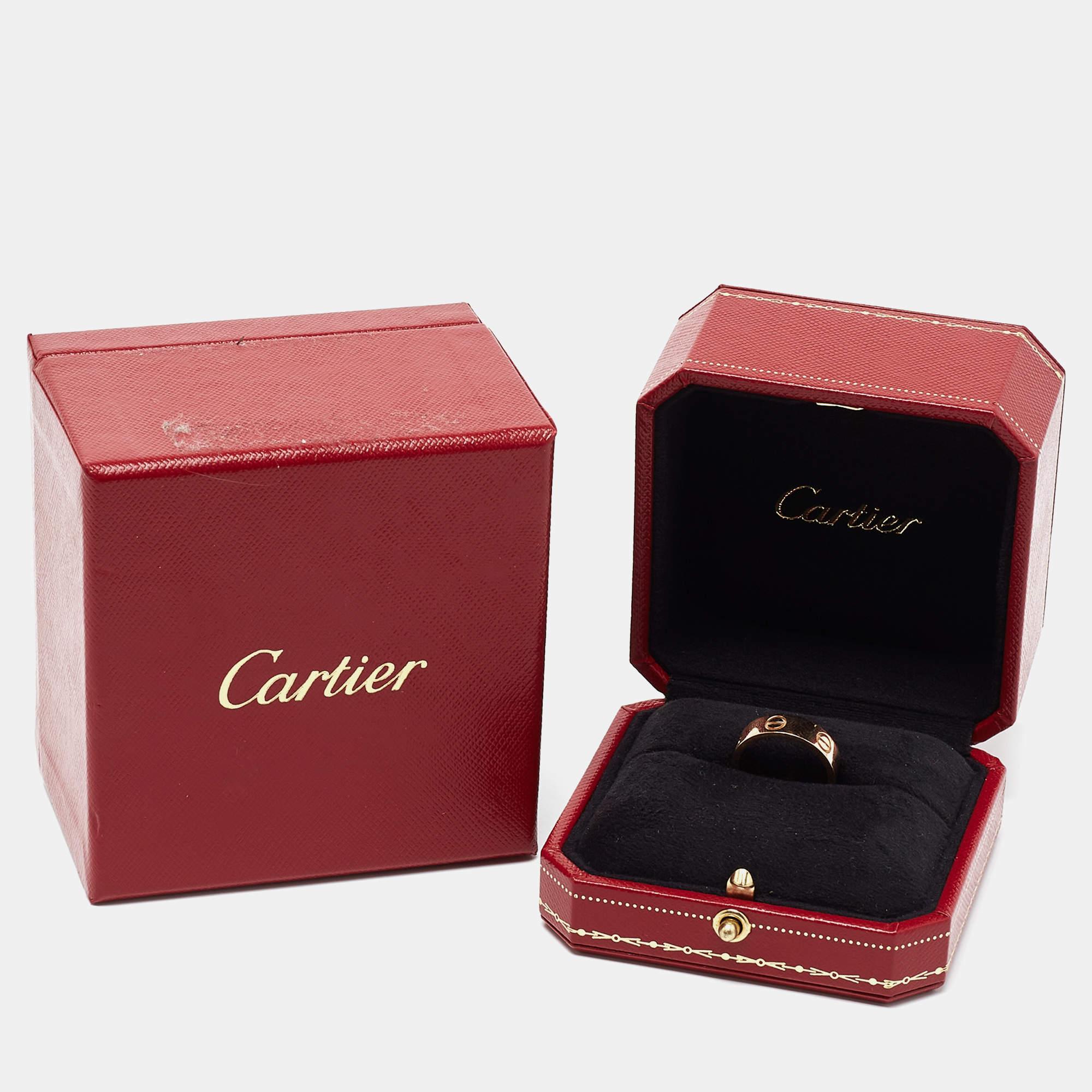 Cartier Love 18k Rose Gold Band Ring Size 52 2