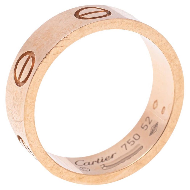 Cartier Love 18K Rose Gold Band Ring Size 52 For Sale at 1stDibs | size 52  ring, cartier 750 52 ring price, ringsize 52