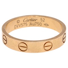 Cartier Love 18k Rose Gold Band Ring Size 52