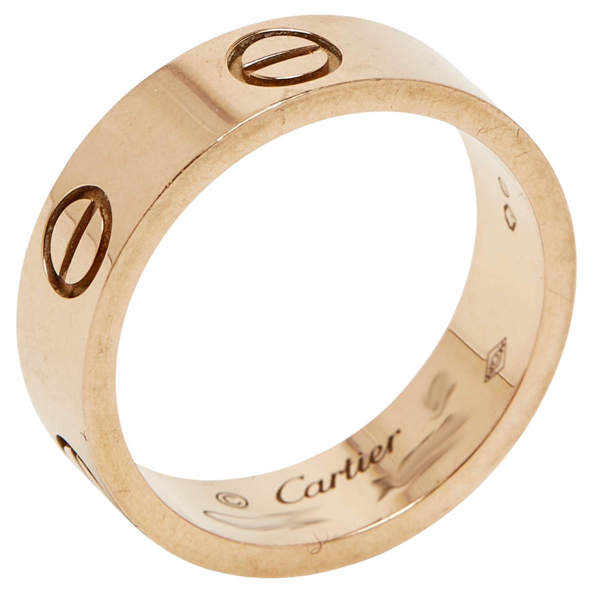 Cartier Love 18k Rose Gold Band Ring Size 52
