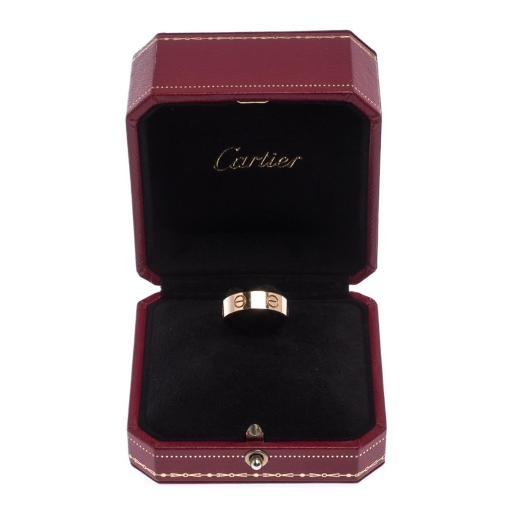 Cartier Love 18K Rose Gold Band Ring Size 53 In Fair Condition In Dubai, Al Qouz 2