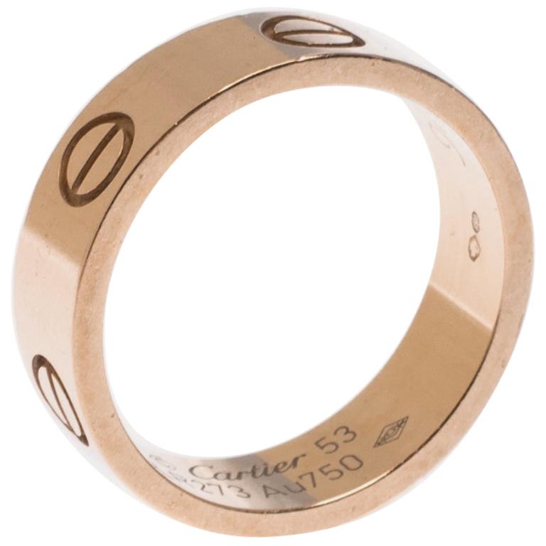 Cartier Love 18K Rose Gold Band Ring Size 53