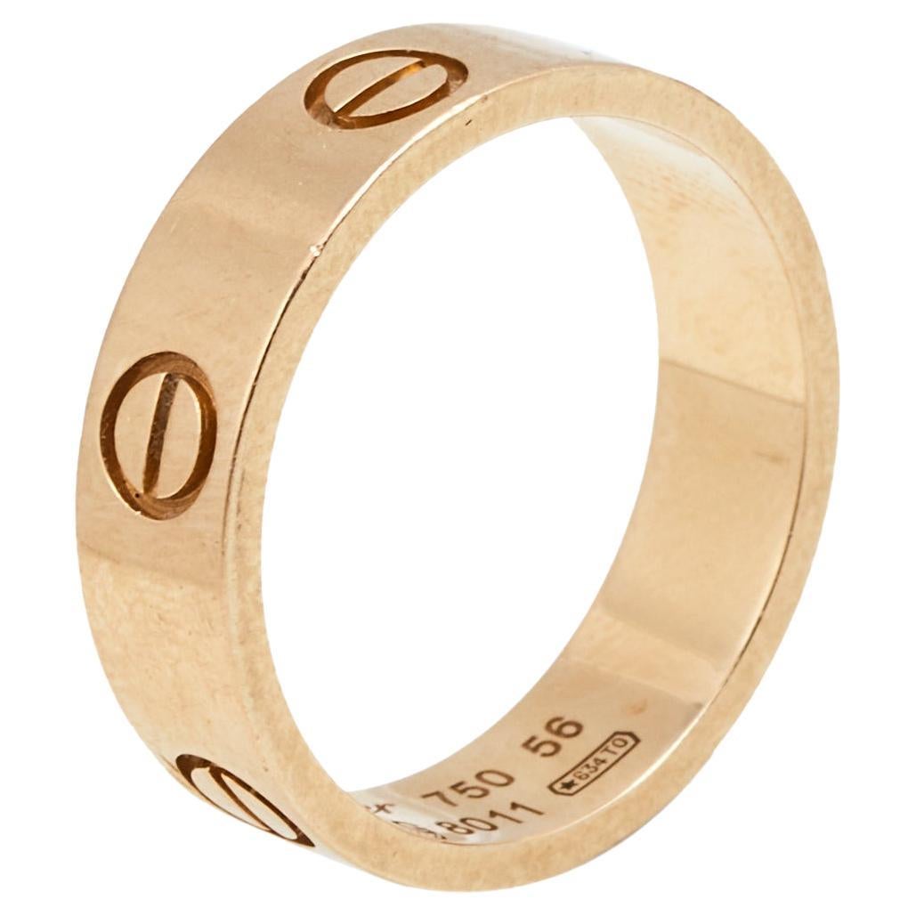 Cartier Love 18K Rose Gold Band Ring Size 56