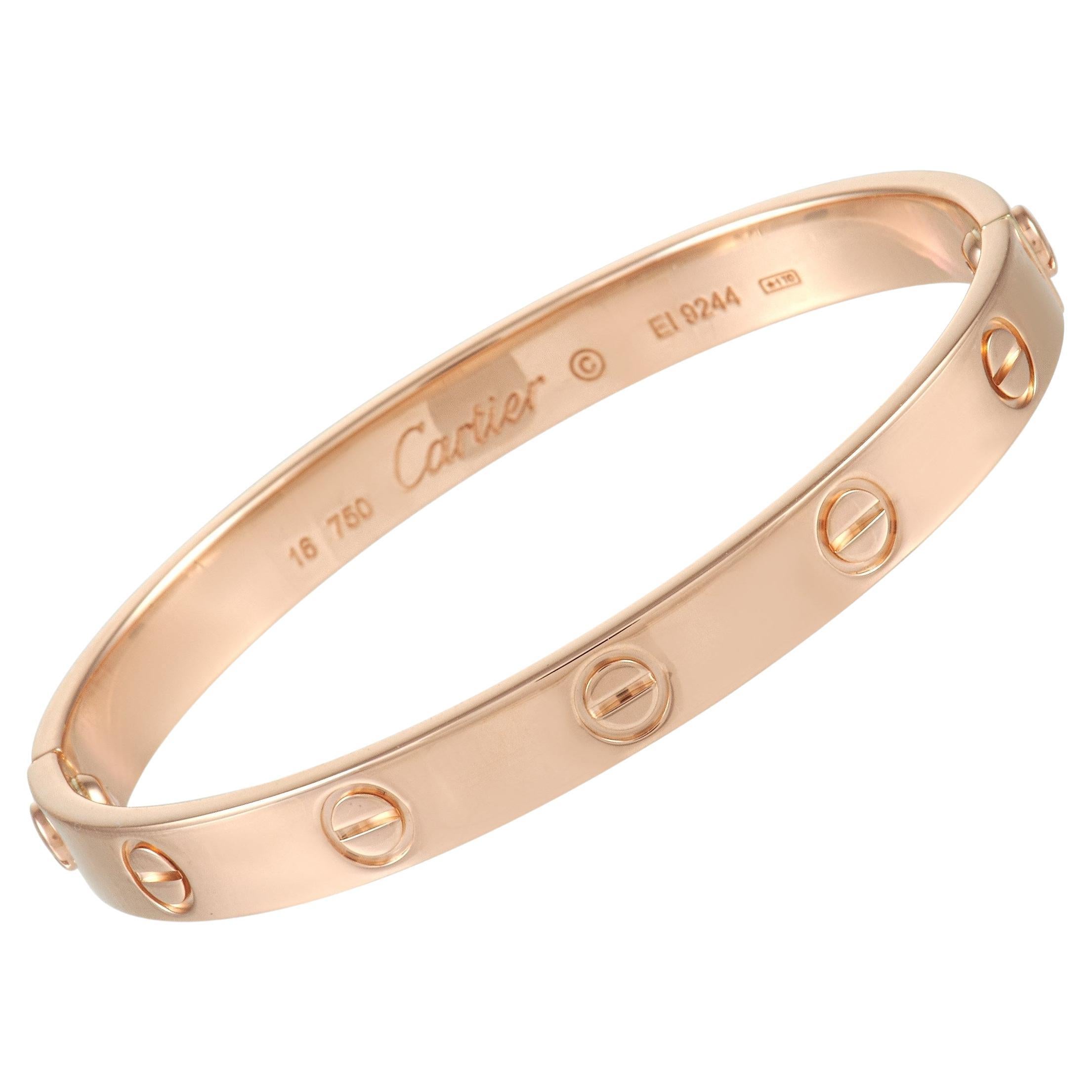 Cartier LOVE 18K Rose Gold Bracelet Size 16