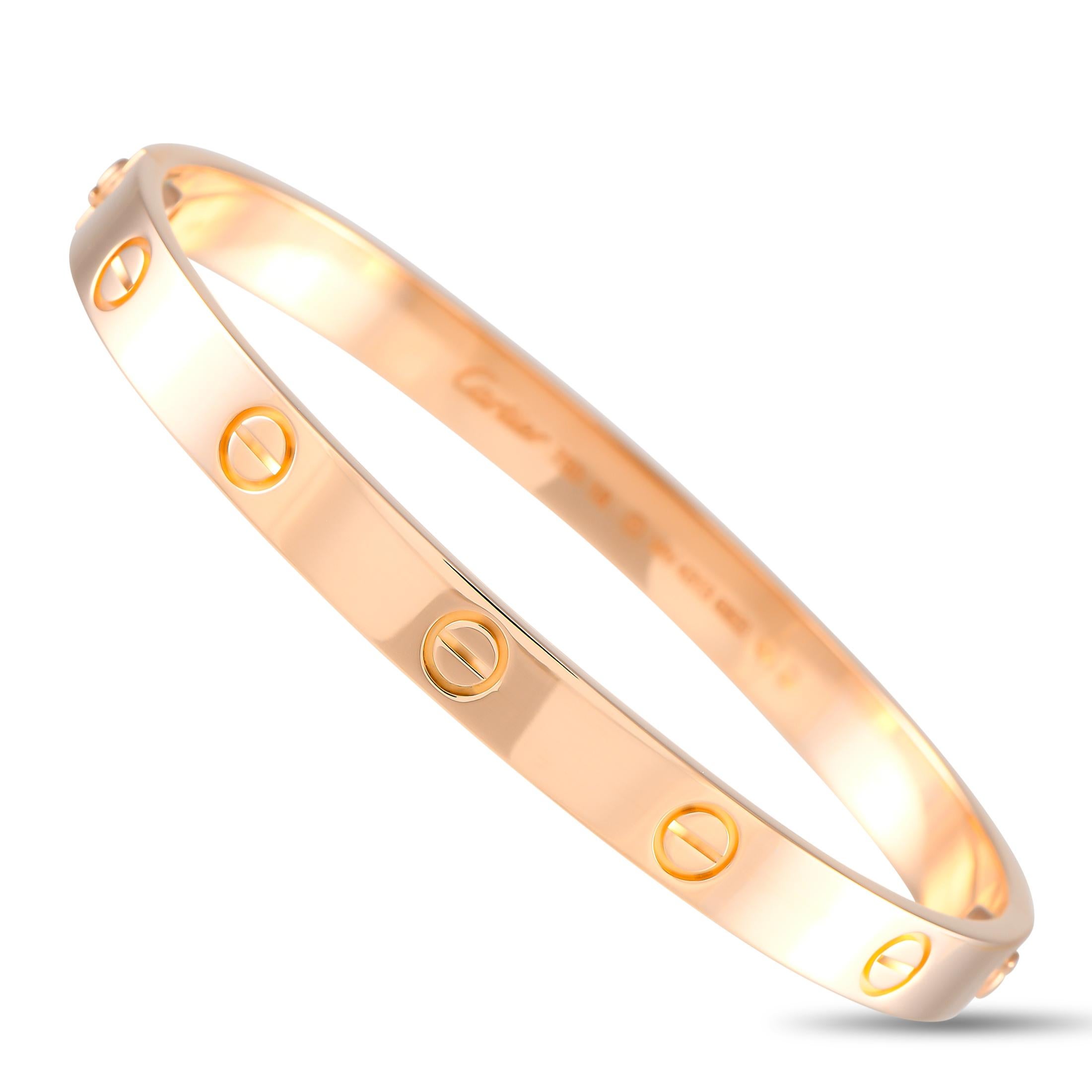Women's Cartier LOVE 18K Rose Gold Bracelet Size 18