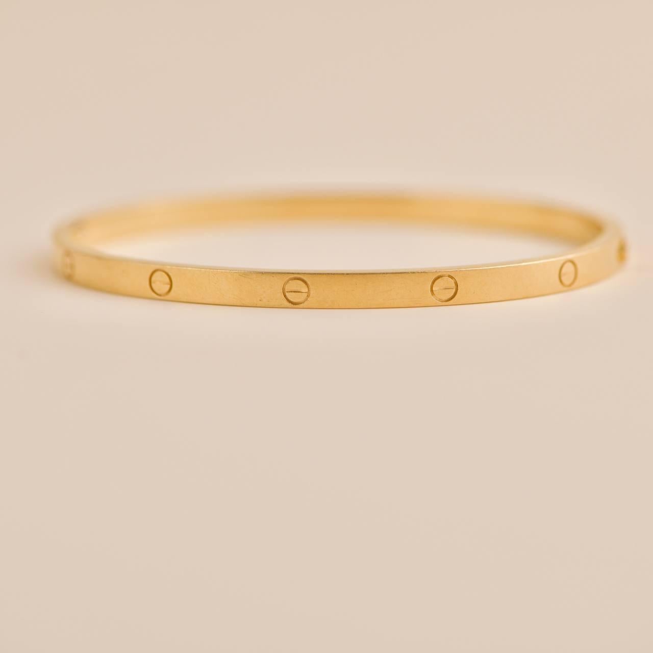 Women's or Men's Cartier Love 18K Rose Gold Bracelet Small Model Size 16 For Sale