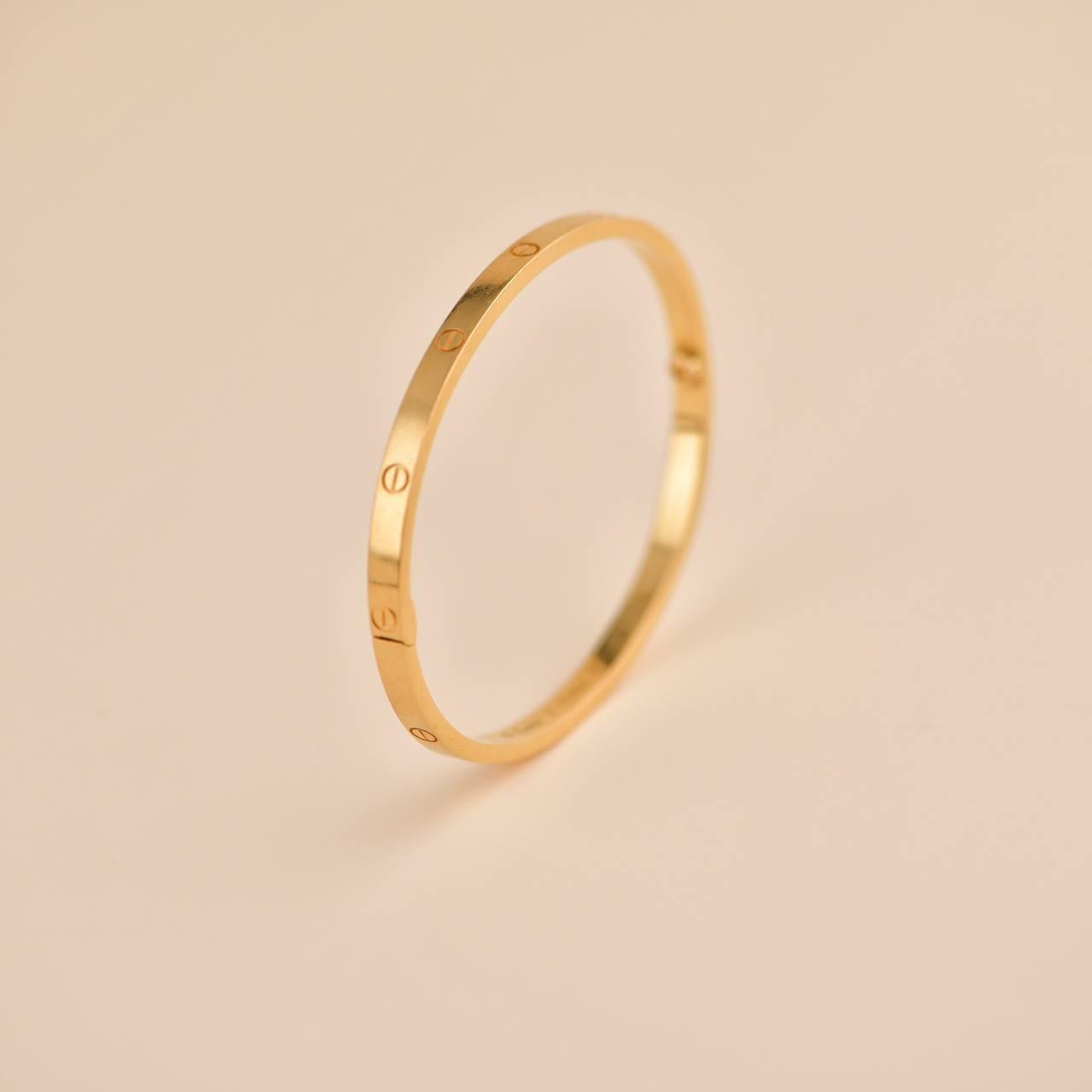 Cartier Love 18K Rose Gold Bracelet Small Model Size 16 For Sale 1
