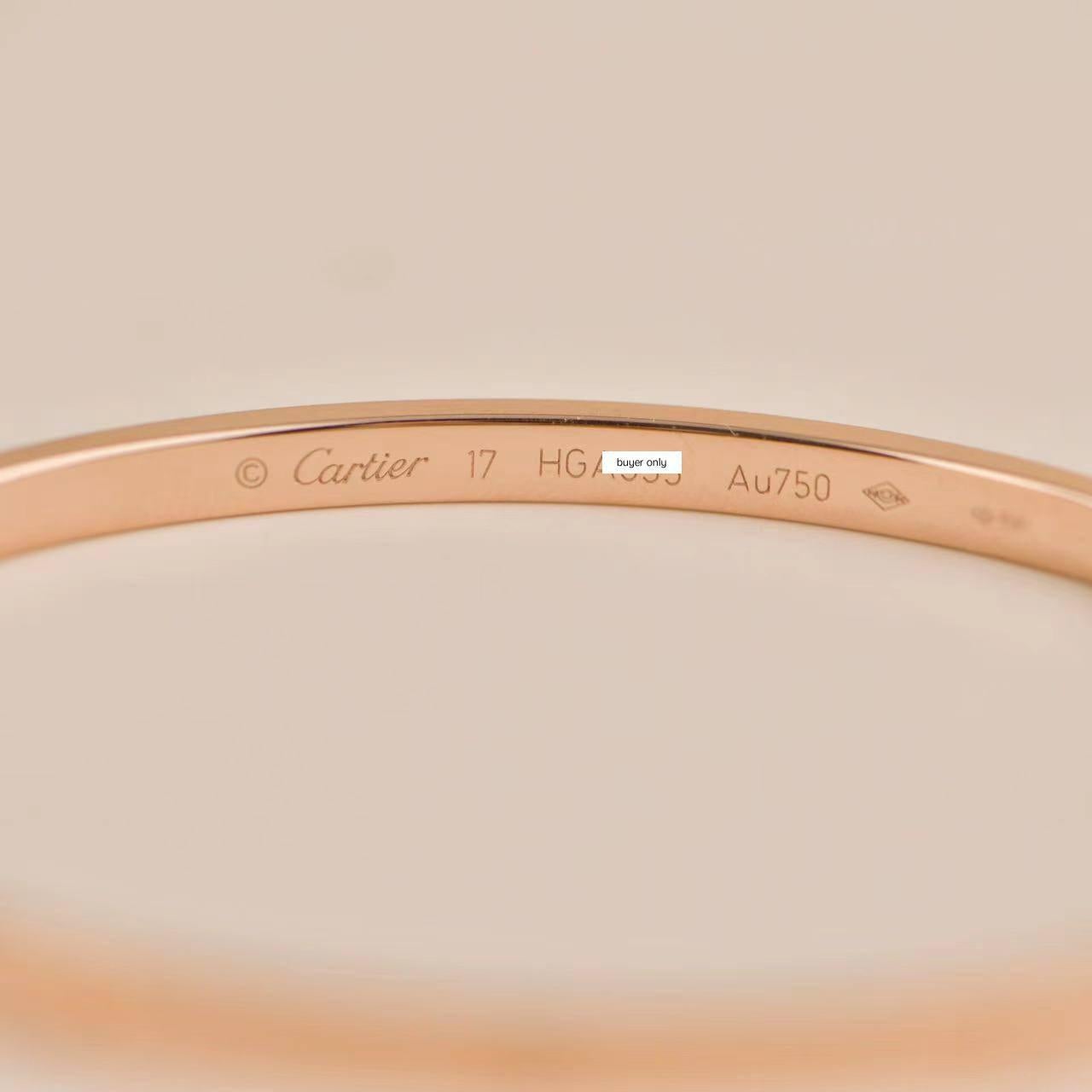 Cartier Love 18K Rose Gold Bracelet Small Model Size 17 For Sale 2