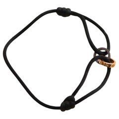 Cartier Love 18K Rose Gold Ceramic 4 Diamonds Black Silk Cord Bracelet