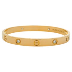 Bracciale rigido Cartier LOVE in oro rosa 18 carati, modello classico, 4 diamanti, misura 17