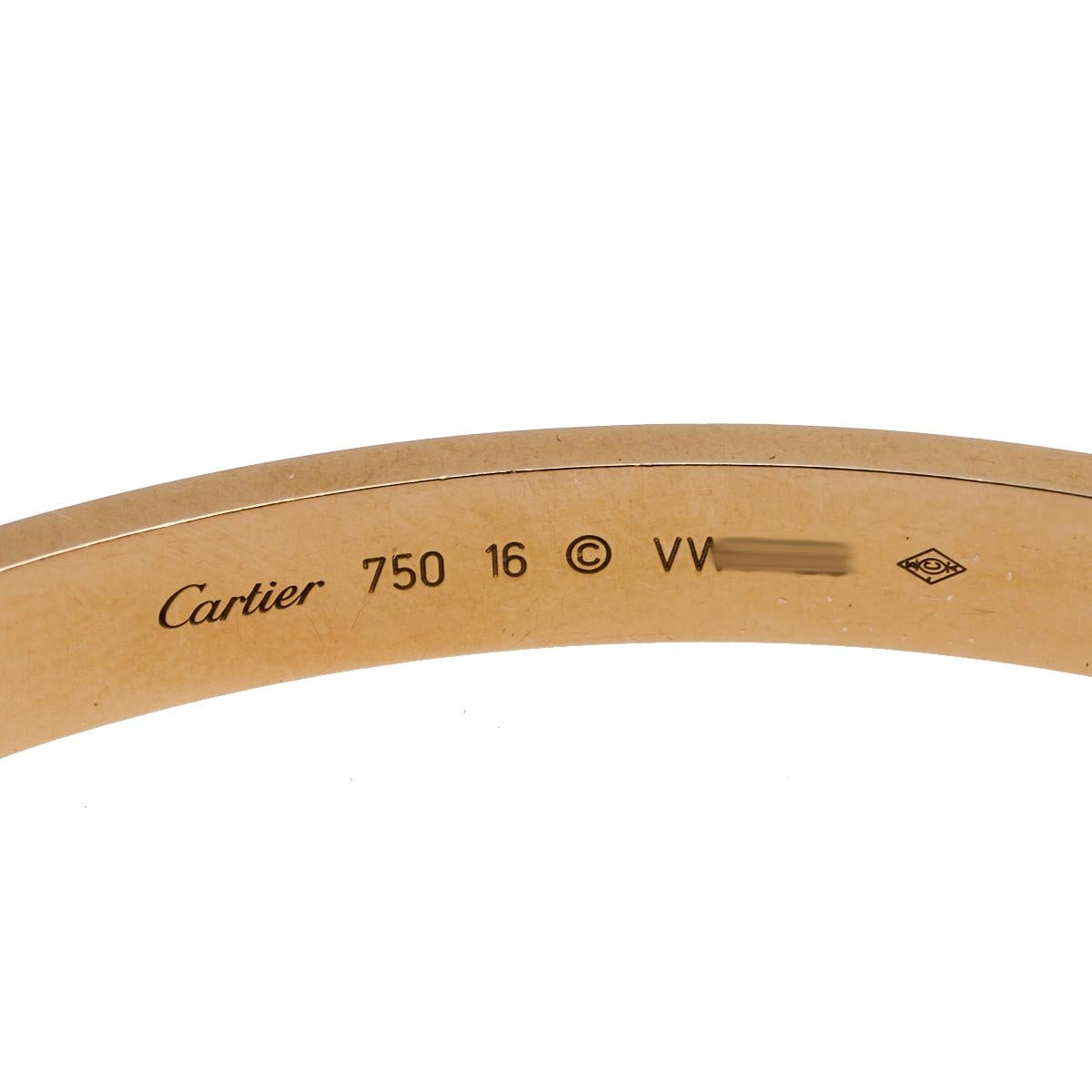 Cartier Love Brazalete de oro rosa de 18 quilates 16 en Bueno Estado en Dubai, Al Qouz 2
