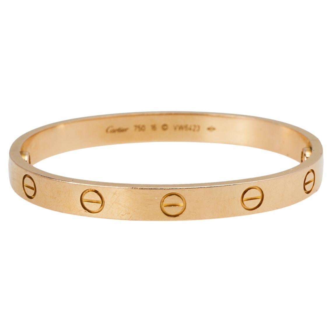 Cartier Love 18k Rose Gold Cuff Bracelet 16 For Sale at 1stDibs | cartier  750 16 re 1868, cartier love cuff, 16 750 cartier bracelet