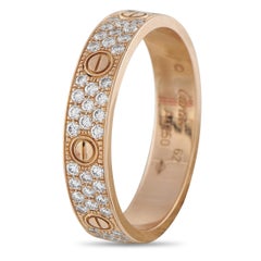 Cartier LOVE 18K Rose Gold Diamond Pave Ring
