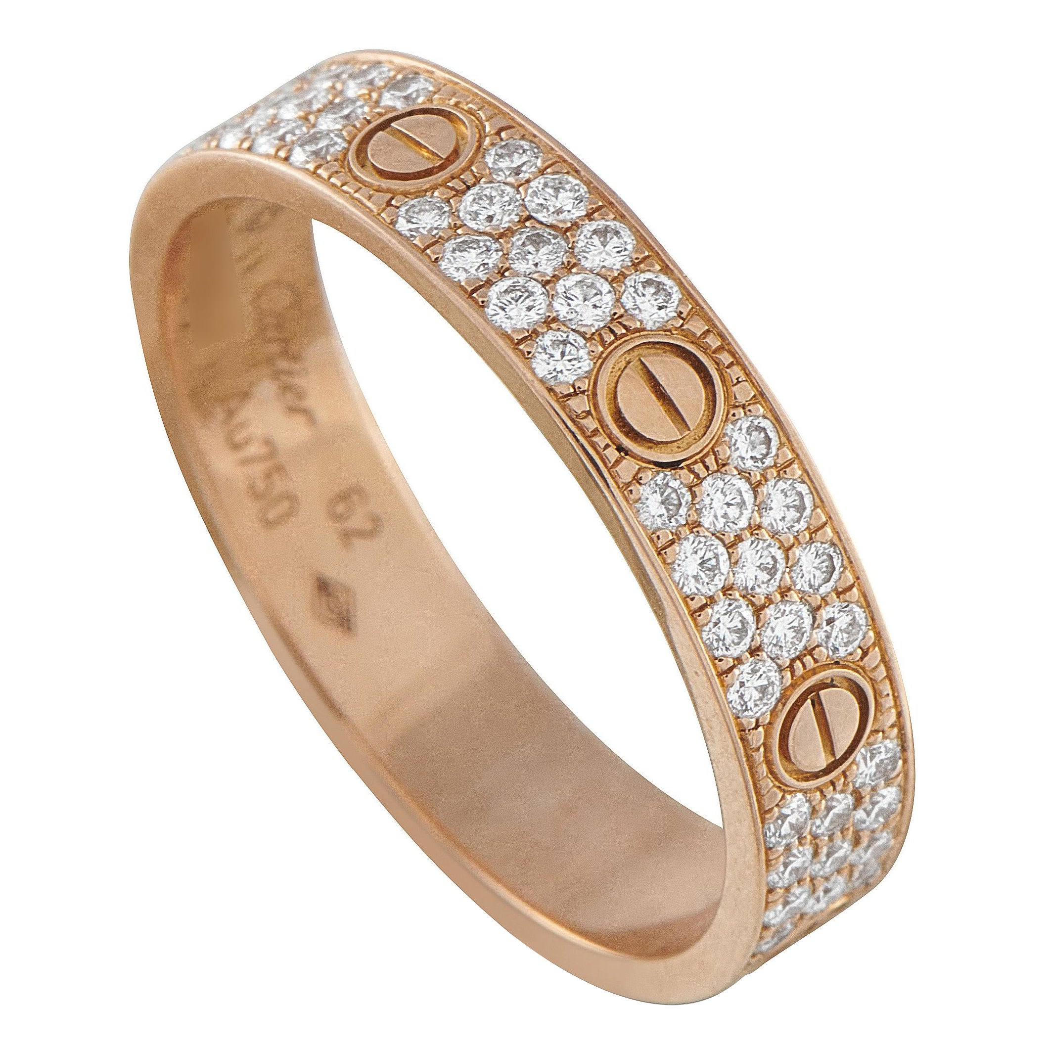 Cartier LOVE Bague en or rose 18K pavée de diamants CA15-122225 en vente