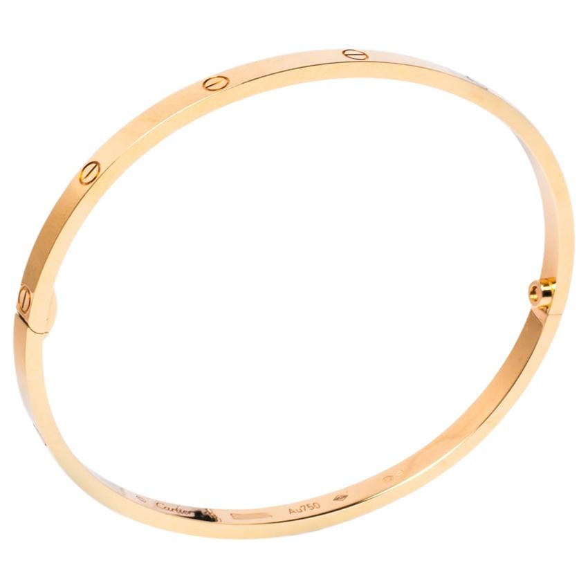 Cartier LOVE 18K Rose Gold Narrow Bangle Bracelet Size 19