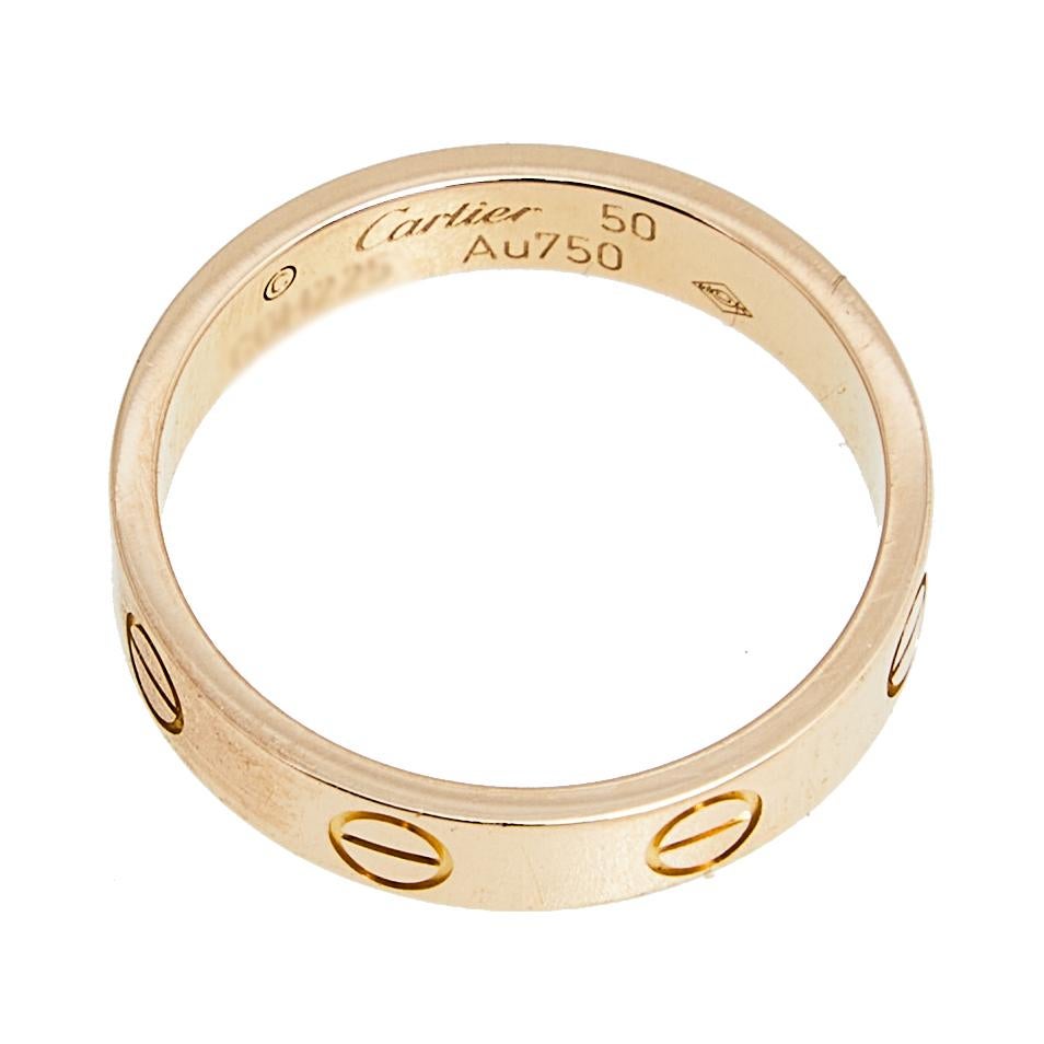 Celebrate a joyous moment with this Cartier Love ring. Constructed in 18k rose gold, this ring features the iconic screw details over the surface. This ring is sure to become your everyday essential.

Includes: Service Note