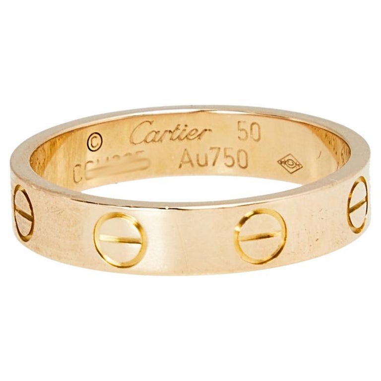 Cartier Love 18K Rose Gold Narrow Wedding Band Ring Size 50 For Sale at  1stDibs