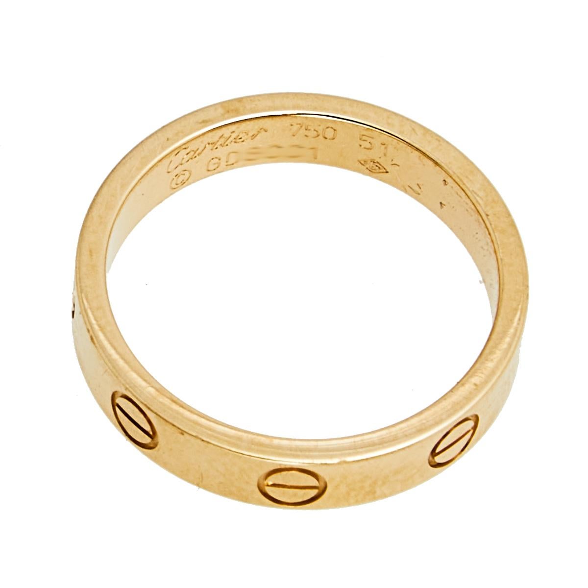 Contemporary Cartier Love 18K Rose Gold Narrow Wedding Band Ring Size 51